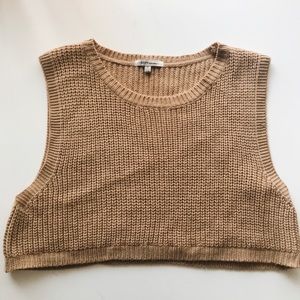 Cropped Knit Sweater - Tan